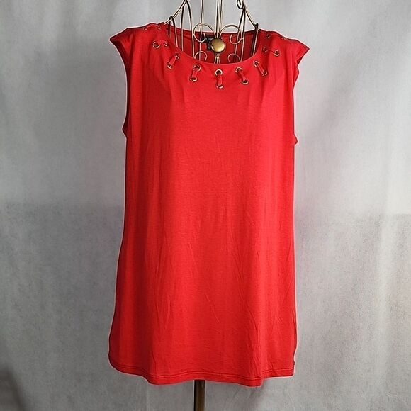 The Limited Coral Size L Rayon Sleeveless Spandex Top - Picture 1 of 7